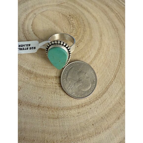 Artisan Royston Turquoise Sterling Silver Adj Statement Ring Southwest closed bk - Picture 6 of 10